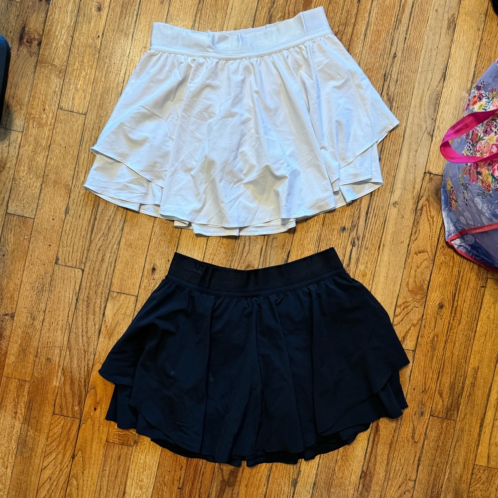 Black and white LuluLemon Tennis Skirts